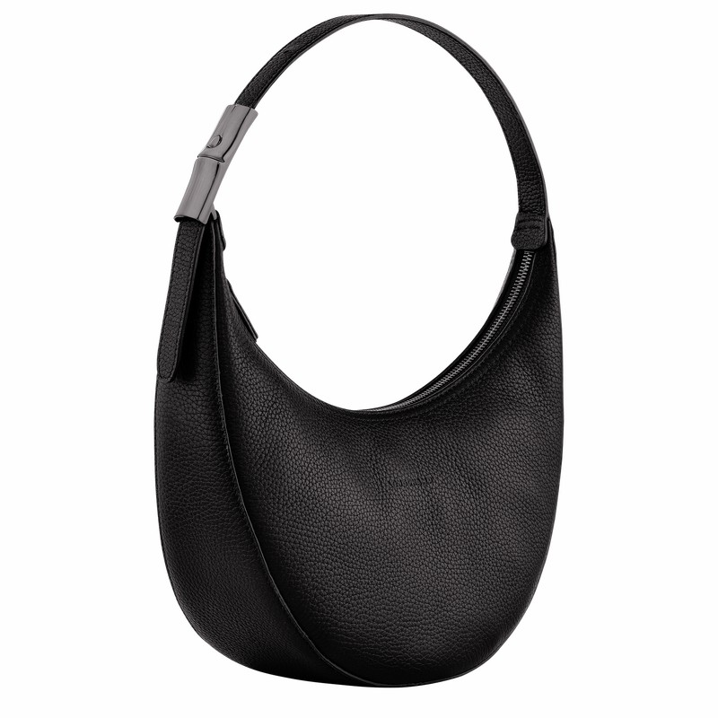 Longchamp Le Roseau Essential M Kadın Hobo Çanta Siyah Türkiye | 10218968001