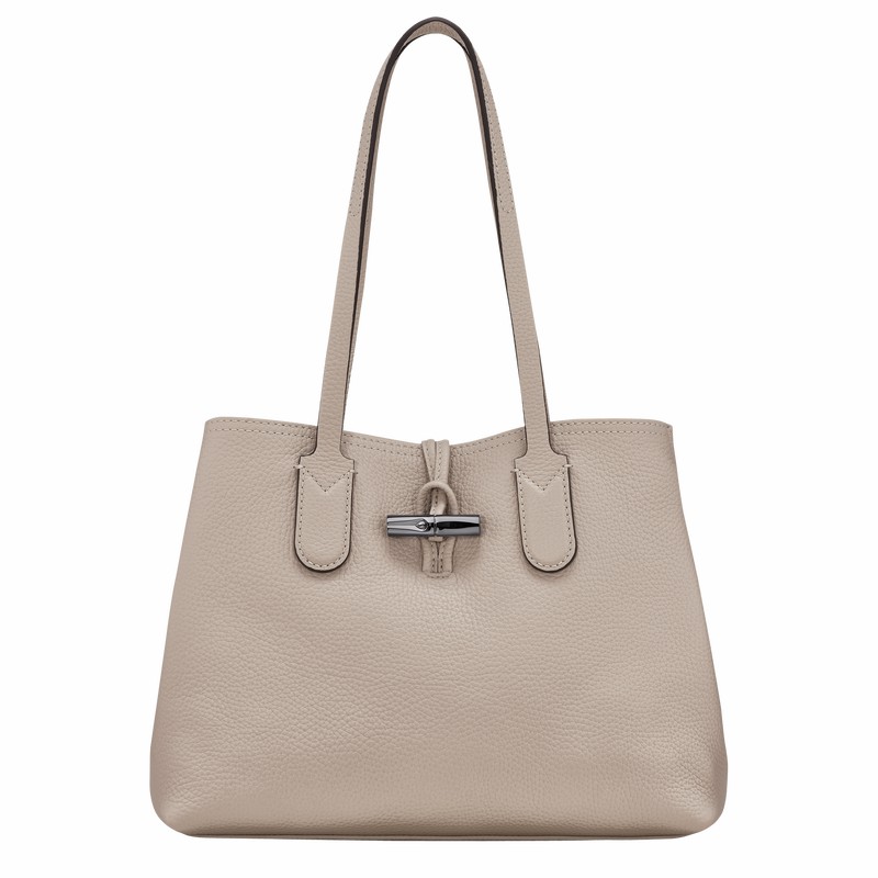 Longchamp Le Roseau Essential M Kadın Tote Çanta Gri Türkiye | 10183968266